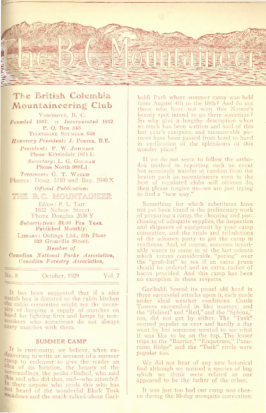 The B.C. Mountaineer 1929 October cover